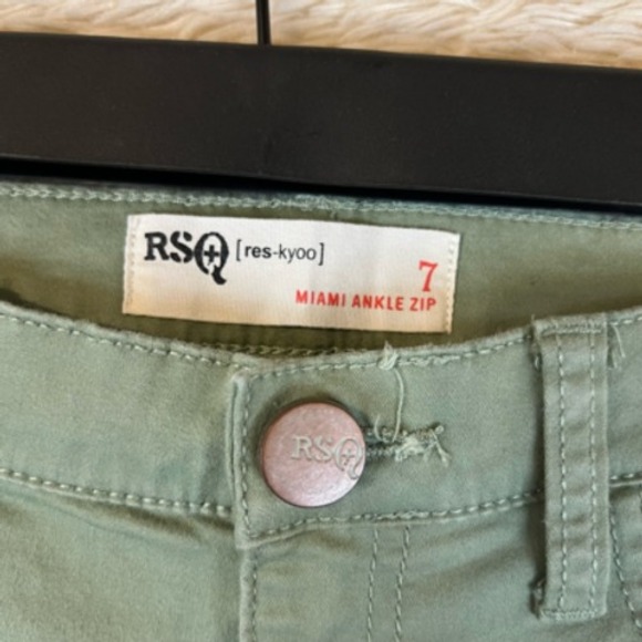 Rsq‎ Womens Miami Jeggings Green Pockets Ankle Zipper Flat Front Denim Juniors 7 - Picture 12 of 12